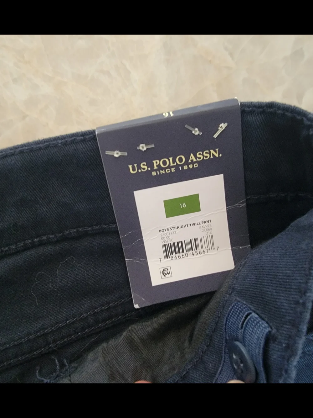 U.S. Polo Assn. Boys' Stretch Twill 5-Pocket Straight Fit Pants. Sz 16